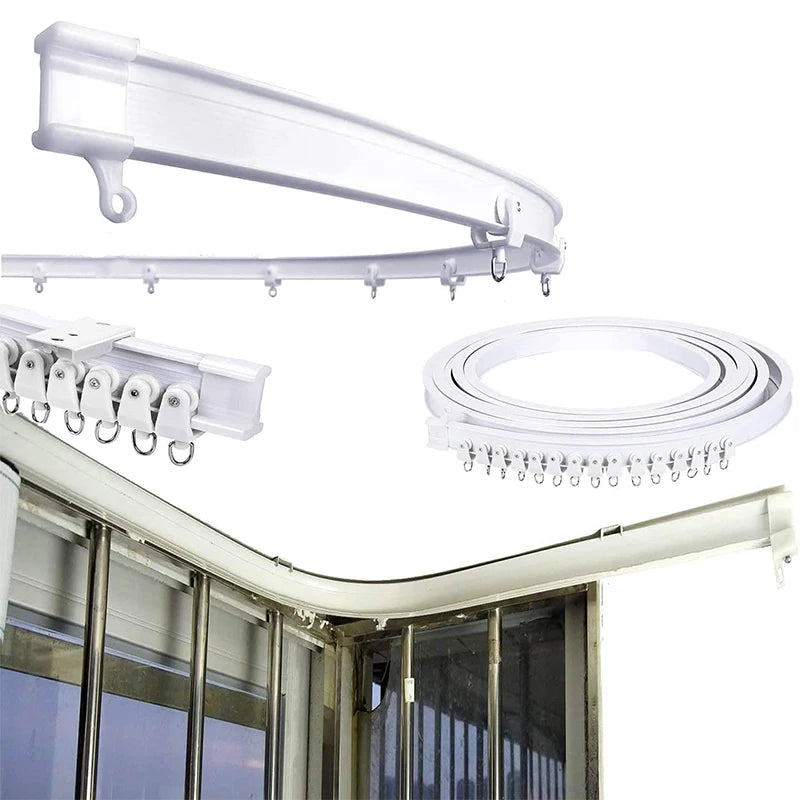 Rail de rideau auto-adhésif flexible et pliable – Installation murale ou au plafond (jusqu'à 6m)