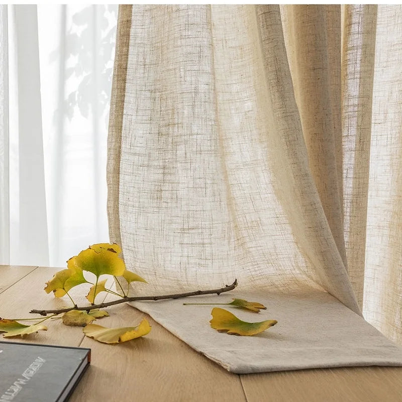 Rideau voilage lin moderne uni tamisant pour salon et chambre