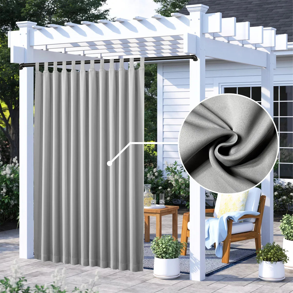 Rideau extérieur occultant thermique imperméable pour pergola et terrasse