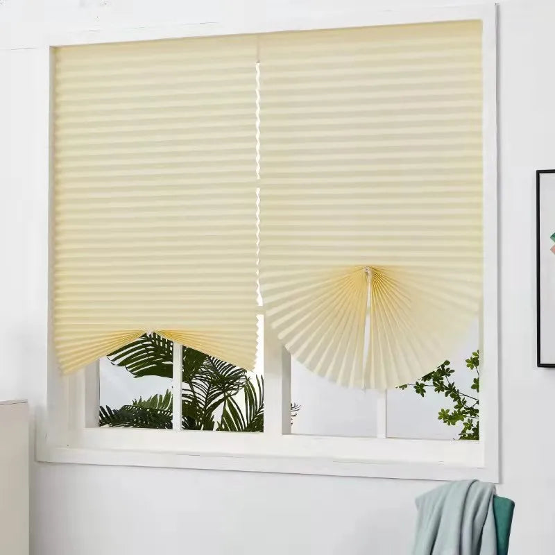 Store plissé occultant adhésif sans perçage tissu filtrant pour fenêtre et porte