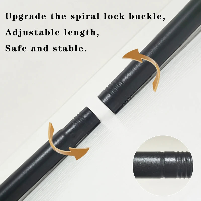 Tringle télescopique noire sans perçage en acier extensible pour rideau et douche