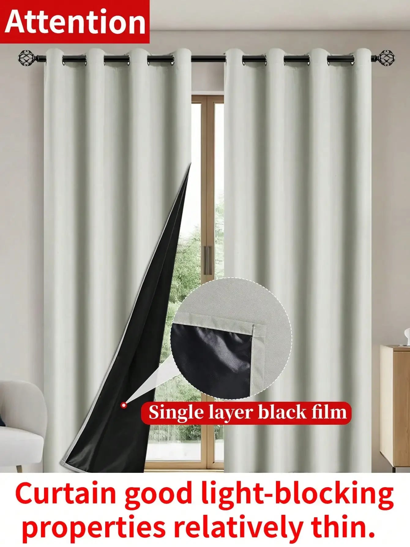 Rideaux occultants 100% polyester unis pour chambre et salon (2 panneaux)
