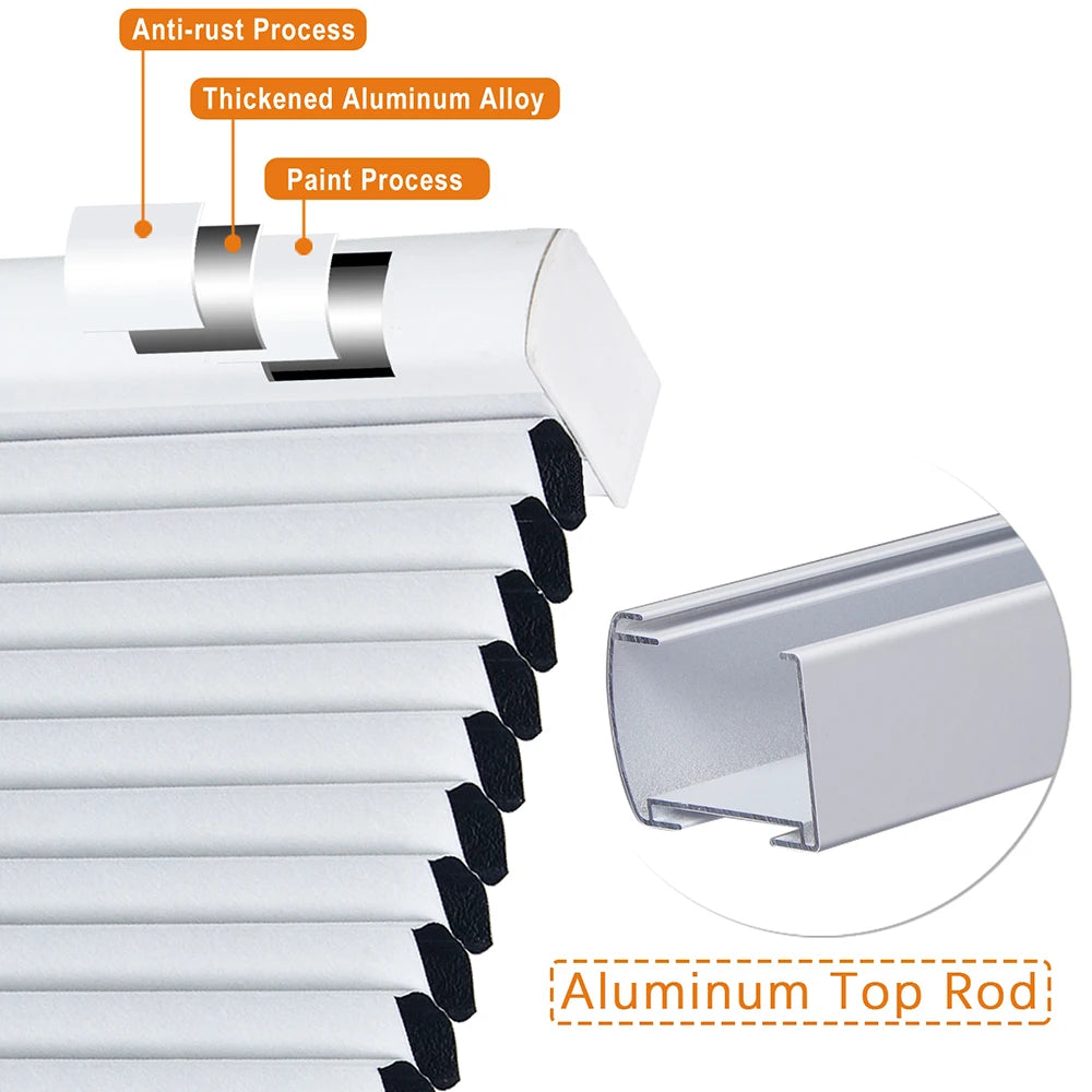 Store cellulaire alvéolaire occultant thermique sans cordon sur mesure pour fenêtre