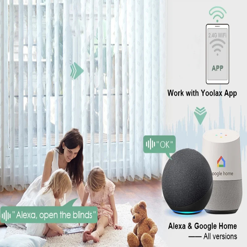 Stores Verticaux Motorisés avec Commande Wi-Fi – Tissu Filtrant, Télécommande via Application, Parfait pour Grandes Fenêtres