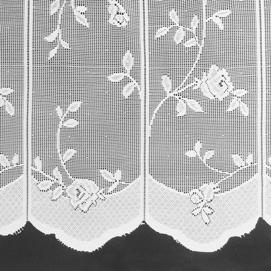 Rideau court pastoral blanc 100 % polyester pour cuisine ou salon