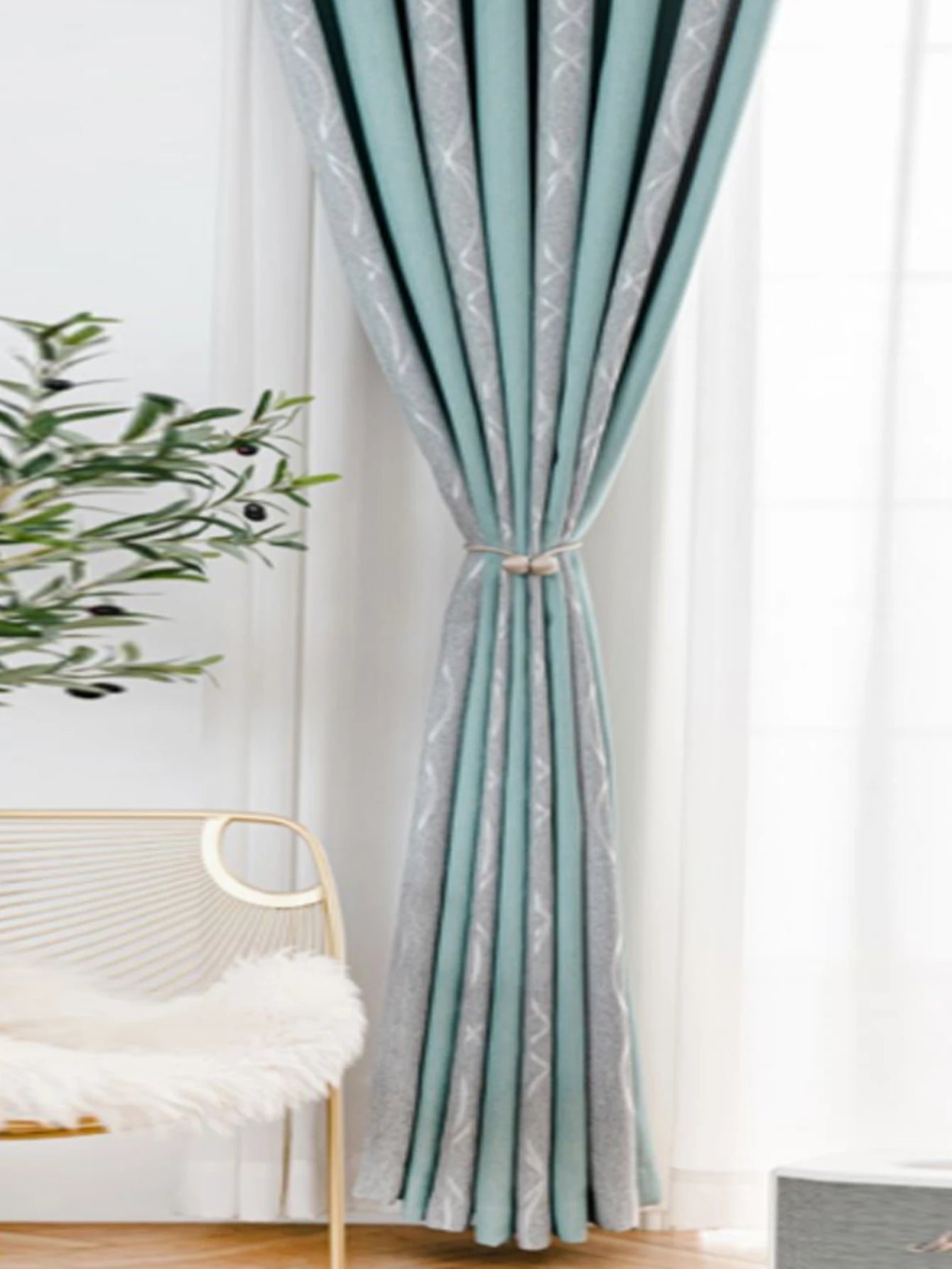 Rideau occultant rayures coton lin style japonais pour chambre