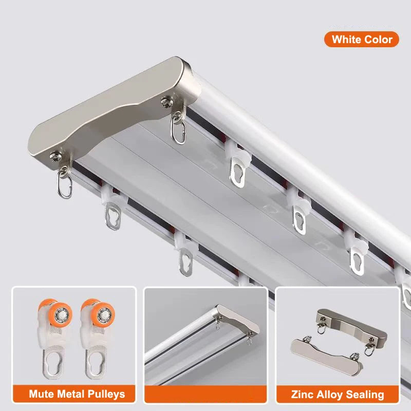 Tringle à rideaux double rail luxueuse européenne avec poulies métalliques – Installation au plafond