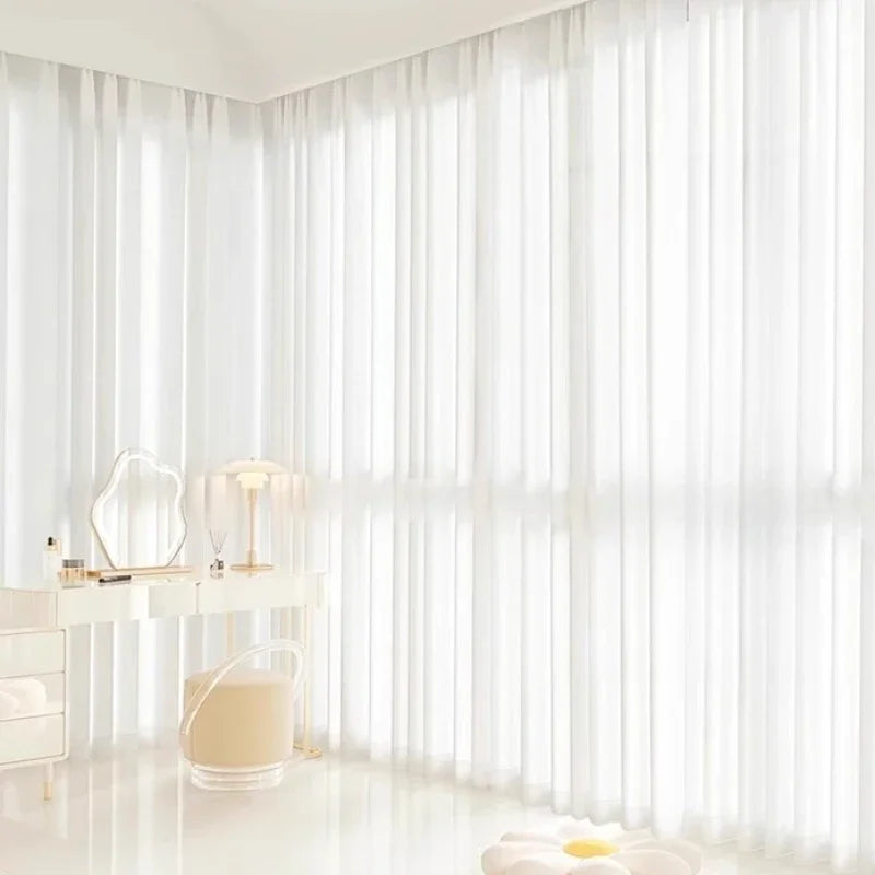 Rideau voilage blanc résistant translucide anti-rayures élégant pour salon (1 pièce)