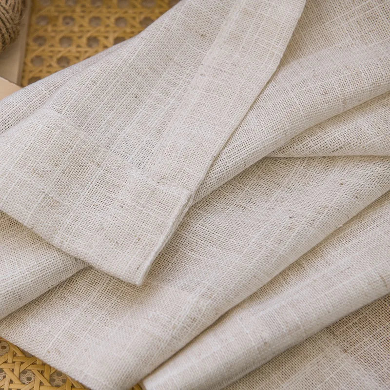 Rideau voilage effet lin épais beige tamisant élégant pour salon