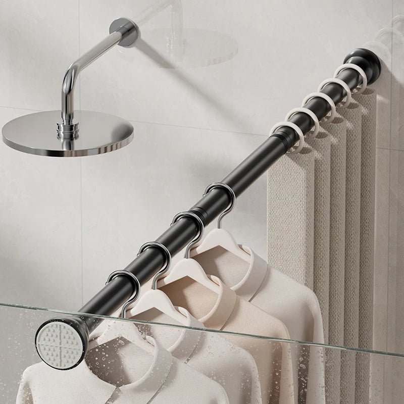 Tringle télescopique sans perçage en acier inoxydable réglable pour rideau et douche