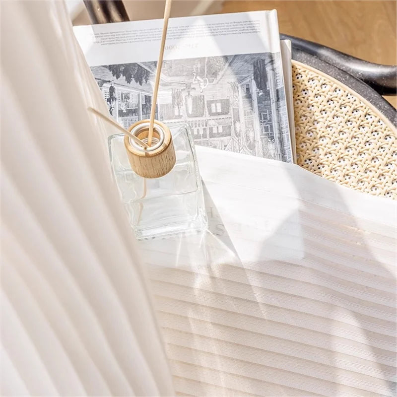 Rideau voilage blanc rayé en tulle pour salon et chambre