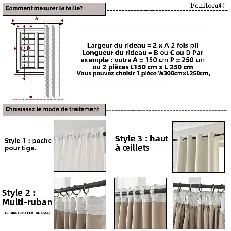 Rideau voilage noir en chiffon polyester pour salon et chambre