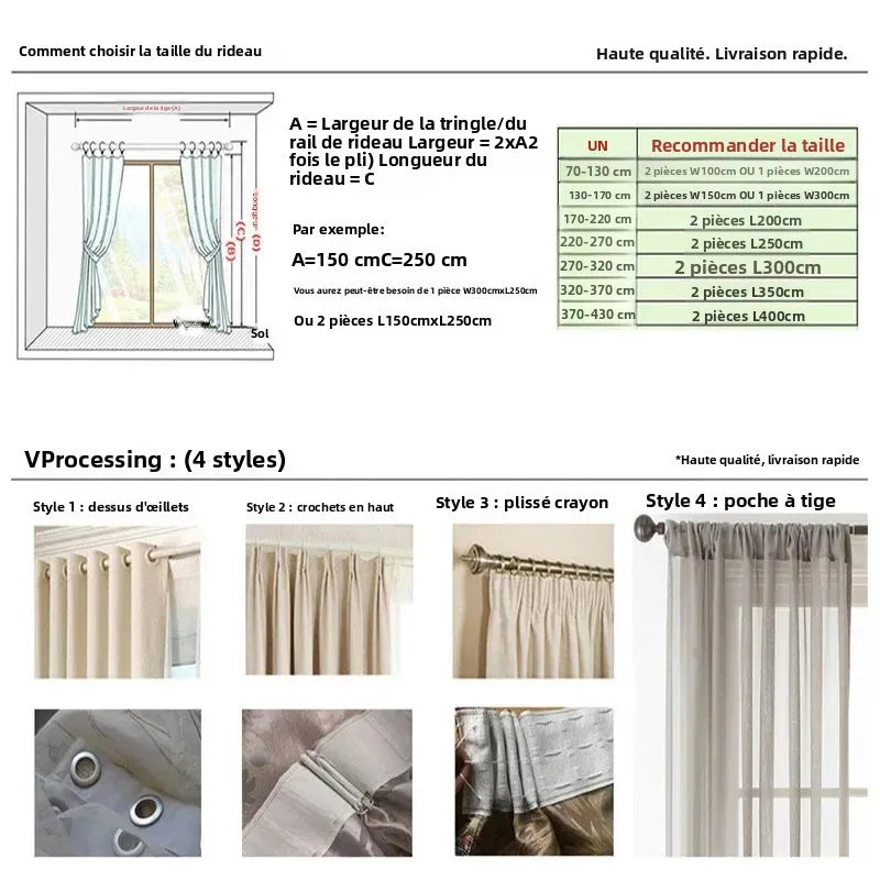 Rideau occultant insonorisant thermique pour salon et chambre