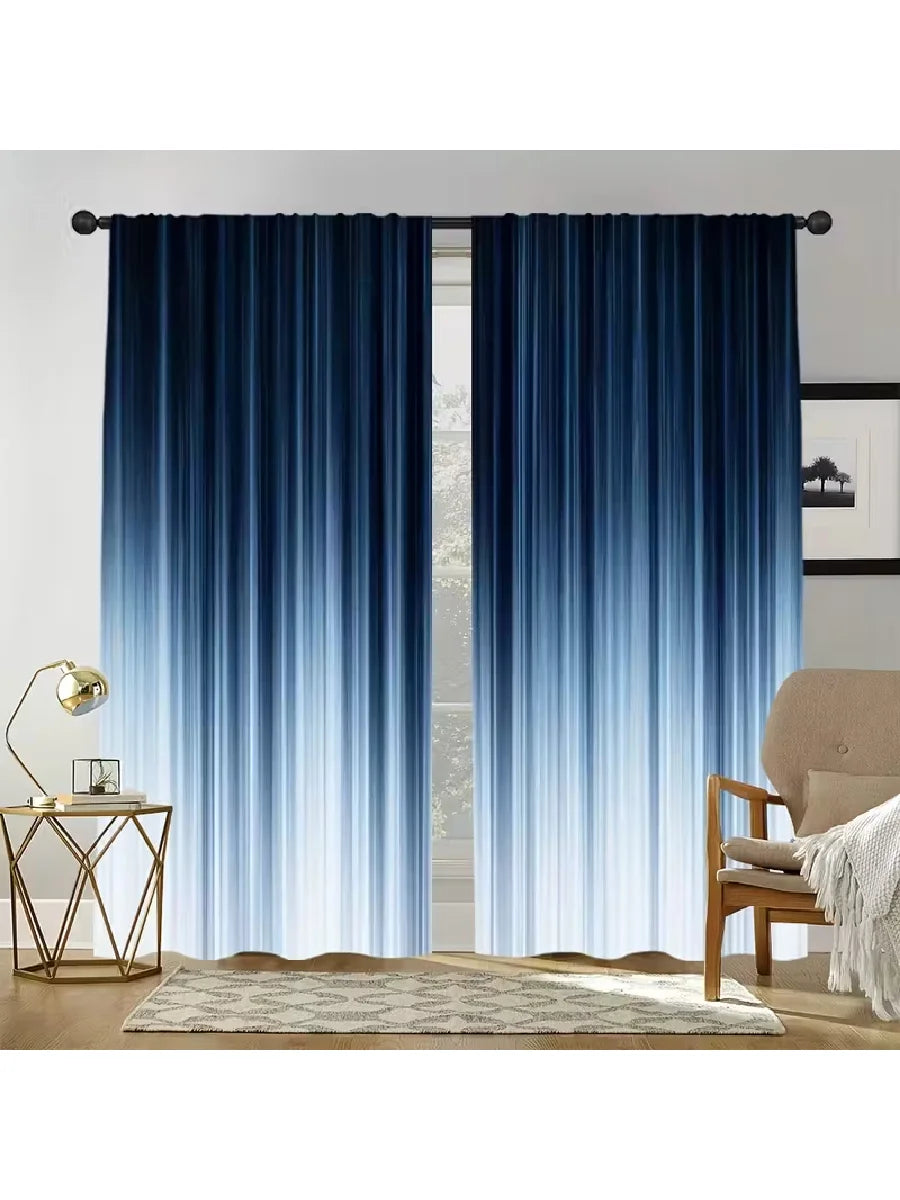 Rideaux bleu dégradé tamisants modernes (2 panneaux)
