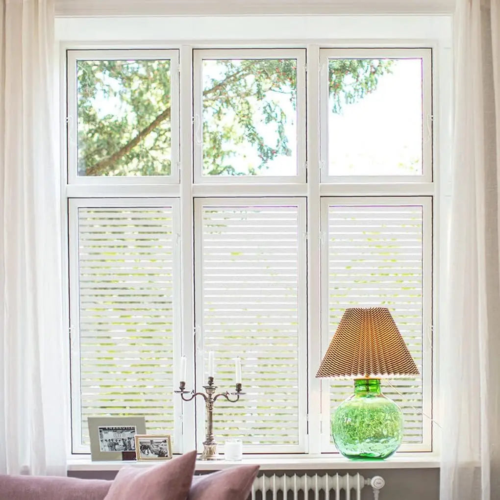 Film occultant dépoli rayé pour fenêtre protection UV sans adhésif décoratif