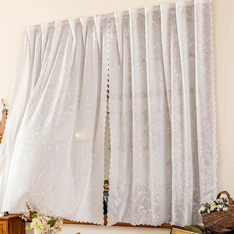 Rideau blanc translucide à bandes auto-agrippantes – 1 panneau pour salon et chambre