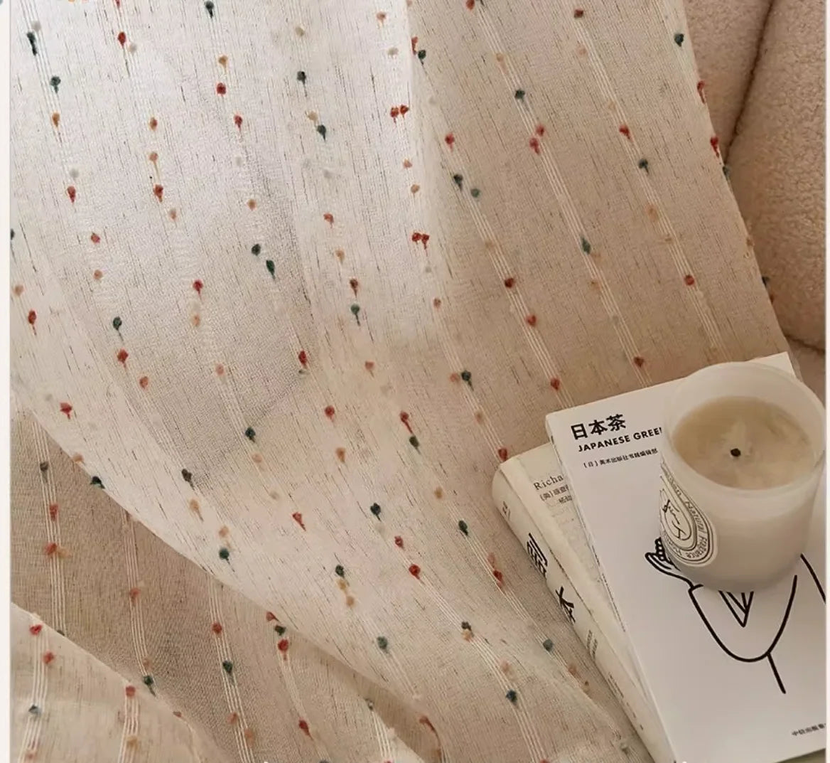 Rideau voilage blanc brodé bohème pour salon et chambre