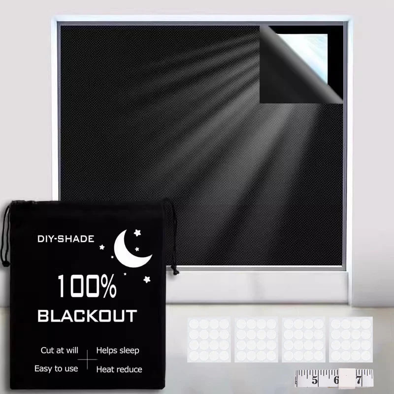 Rideau occultant adhésif 100% polyester thermique sans perçage pour fenêtre chambre