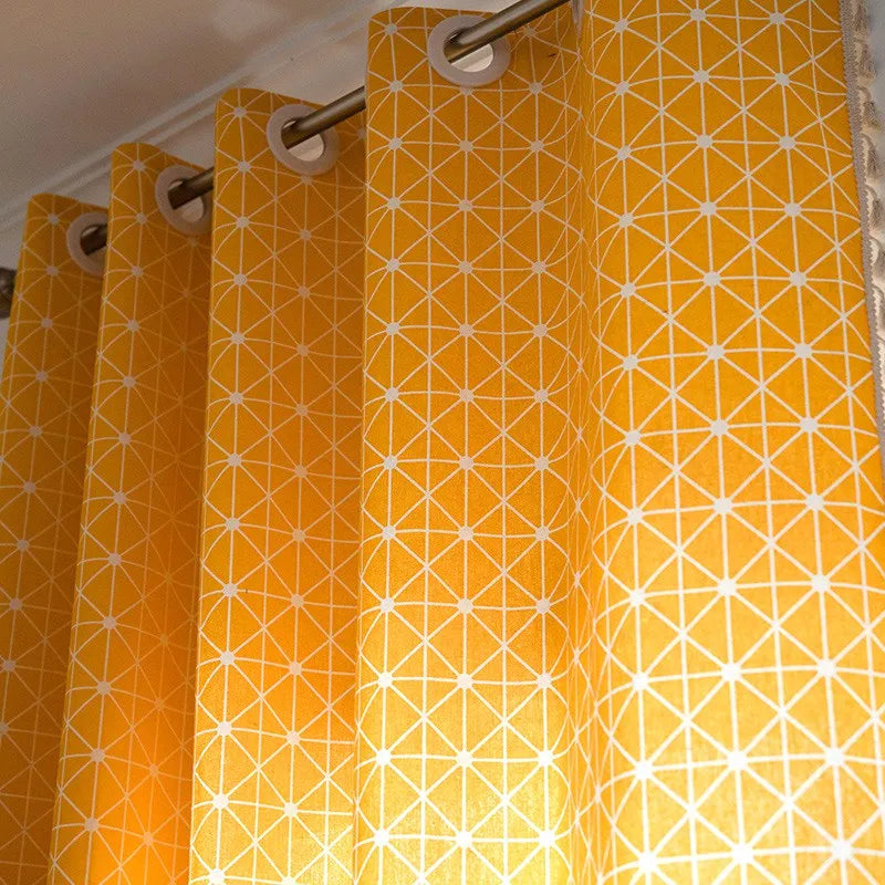 Rideau jaune géométrique bohème en polyester coton pour salon