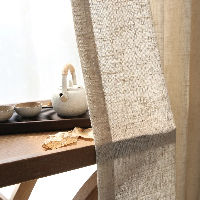 Rideau voilage coton lin style japonais pour salon et chambre