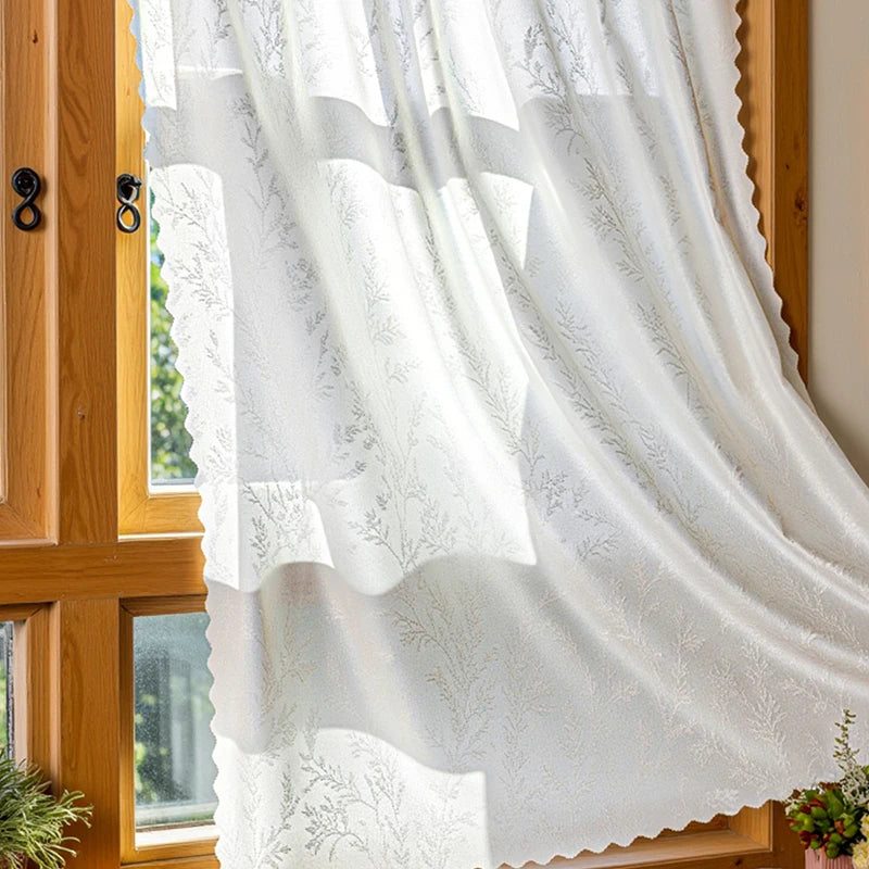 Rideau blanc translucide à bandes auto-agrippantes – 1 panneau pour salon et chambre