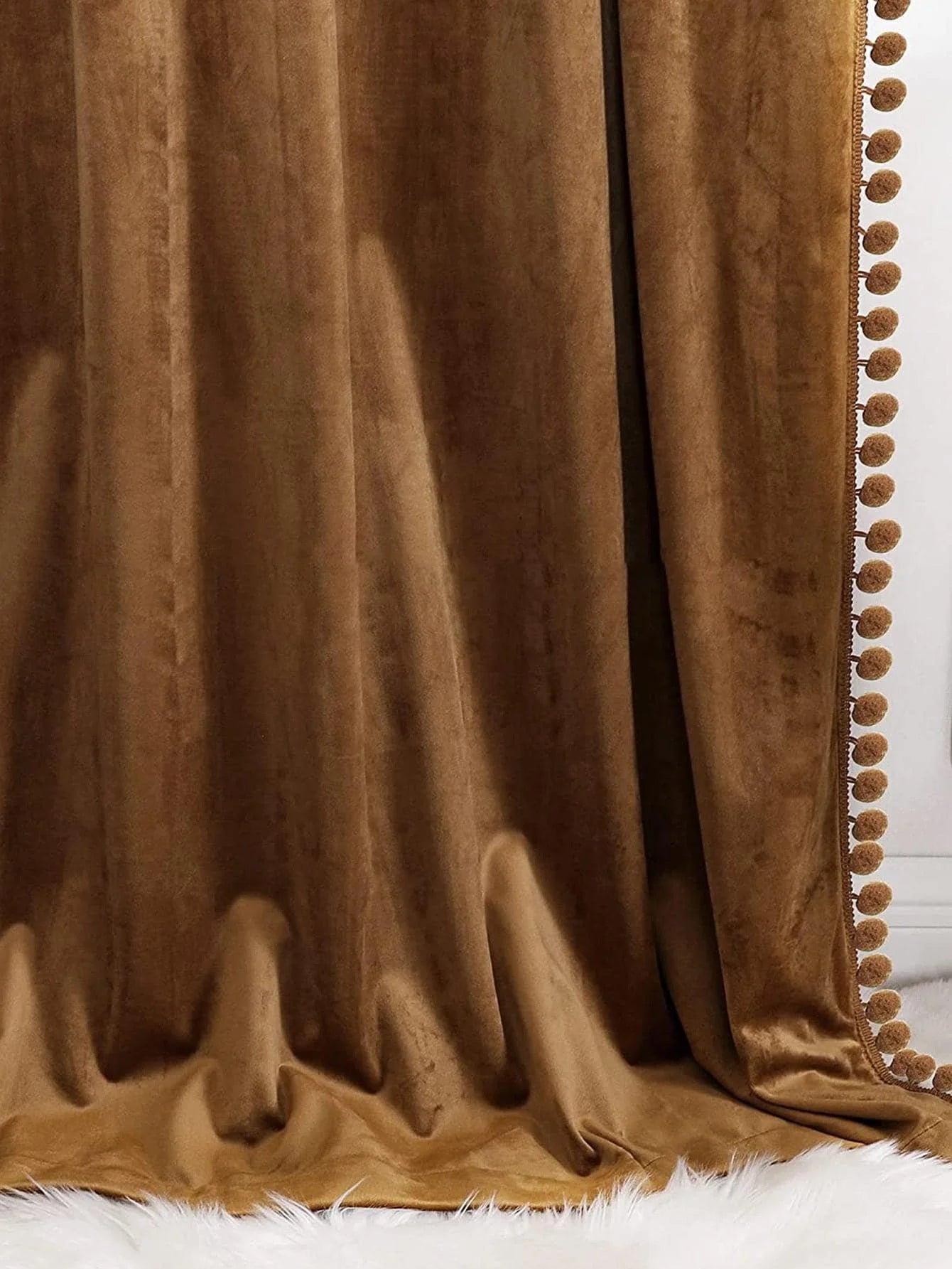 Rideau occultant velours marron style français pour salon et chambre
