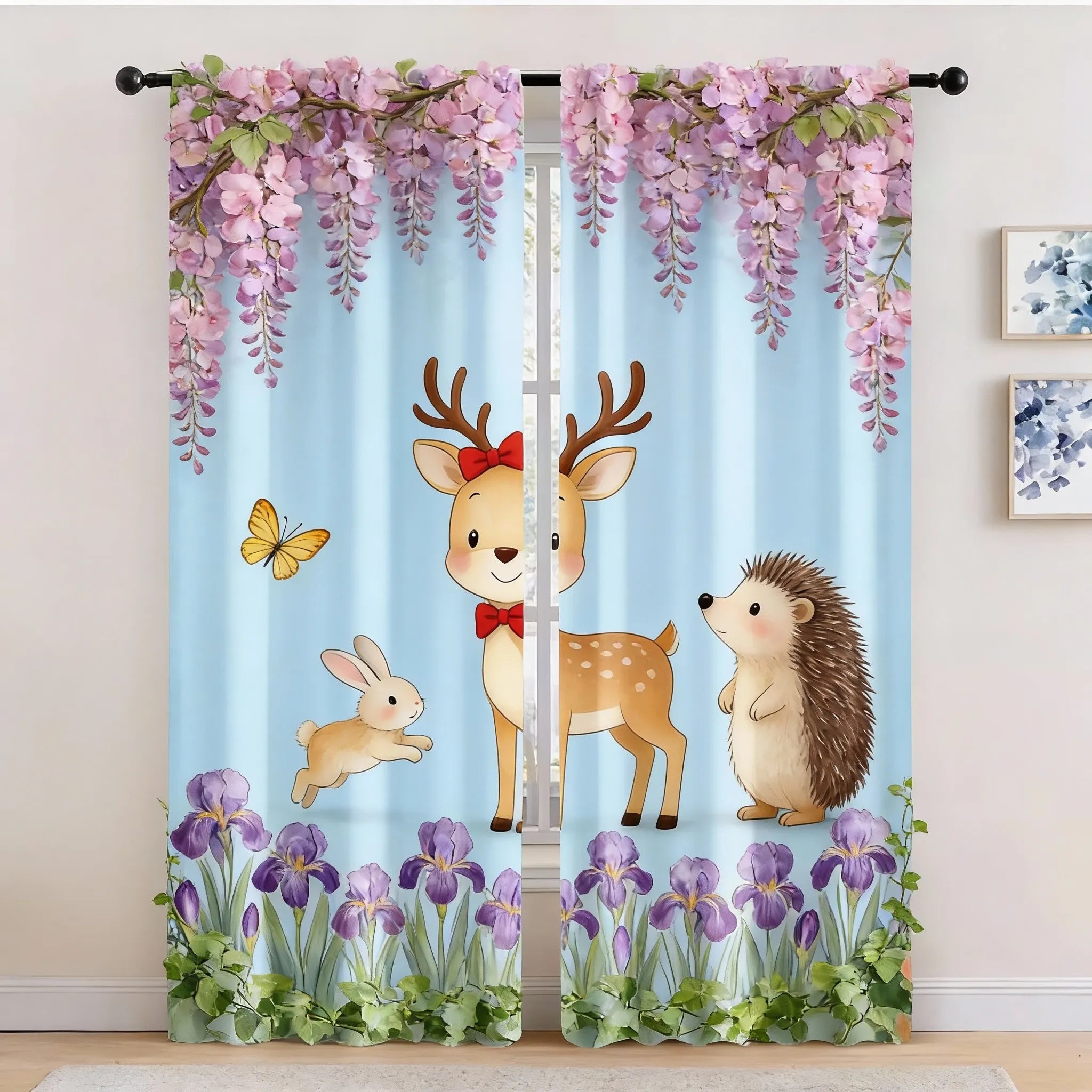 Rideaux voilage enfant animaux jungle tamisant (2 panneaux)