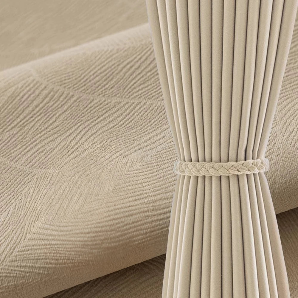 Rideau occultant beige effet lin japonais thermique et phonique