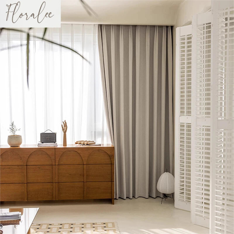 Rideau occultant chenille chevron épais pour salon et chambre