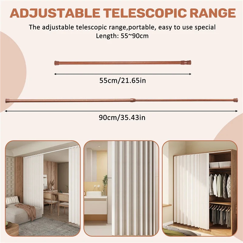 Tringle extensible sans perçage effet bois réglable pour rideau et voilage