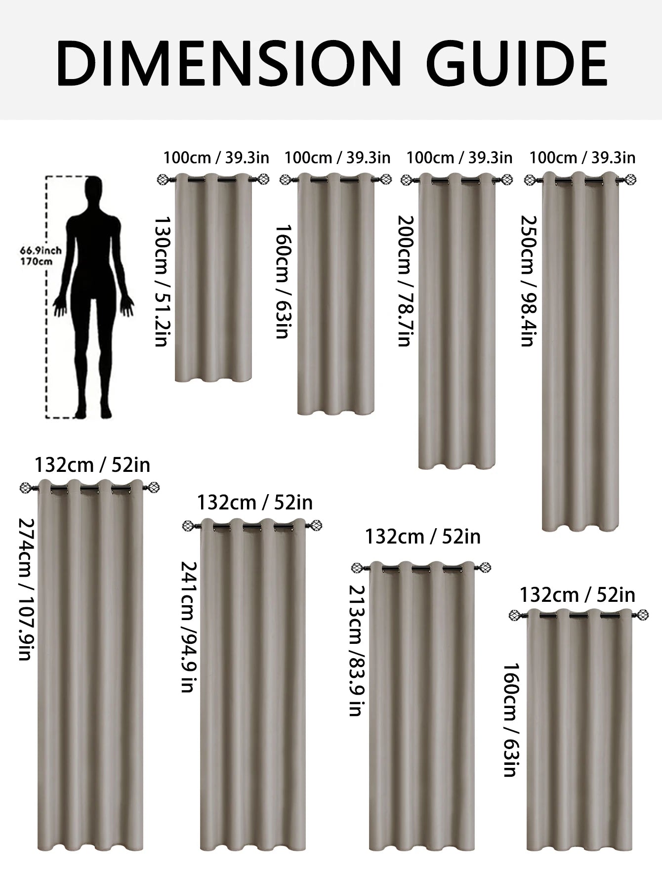 Rideaux occultants 100% polyester unis pour chambre et salon (2 panneaux)