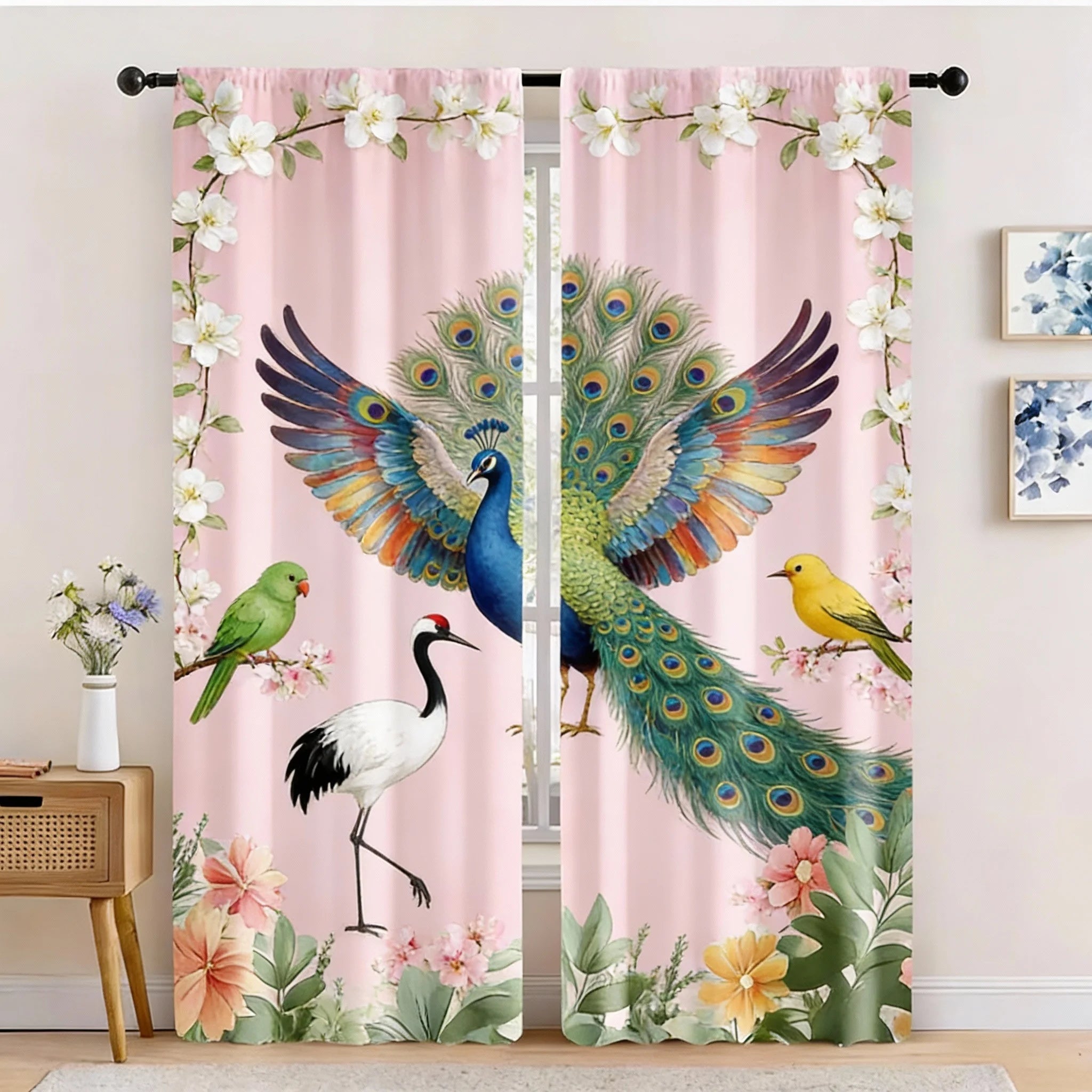 Rideaux voilage enfant animaux jungle tamisant (2 panneaux)