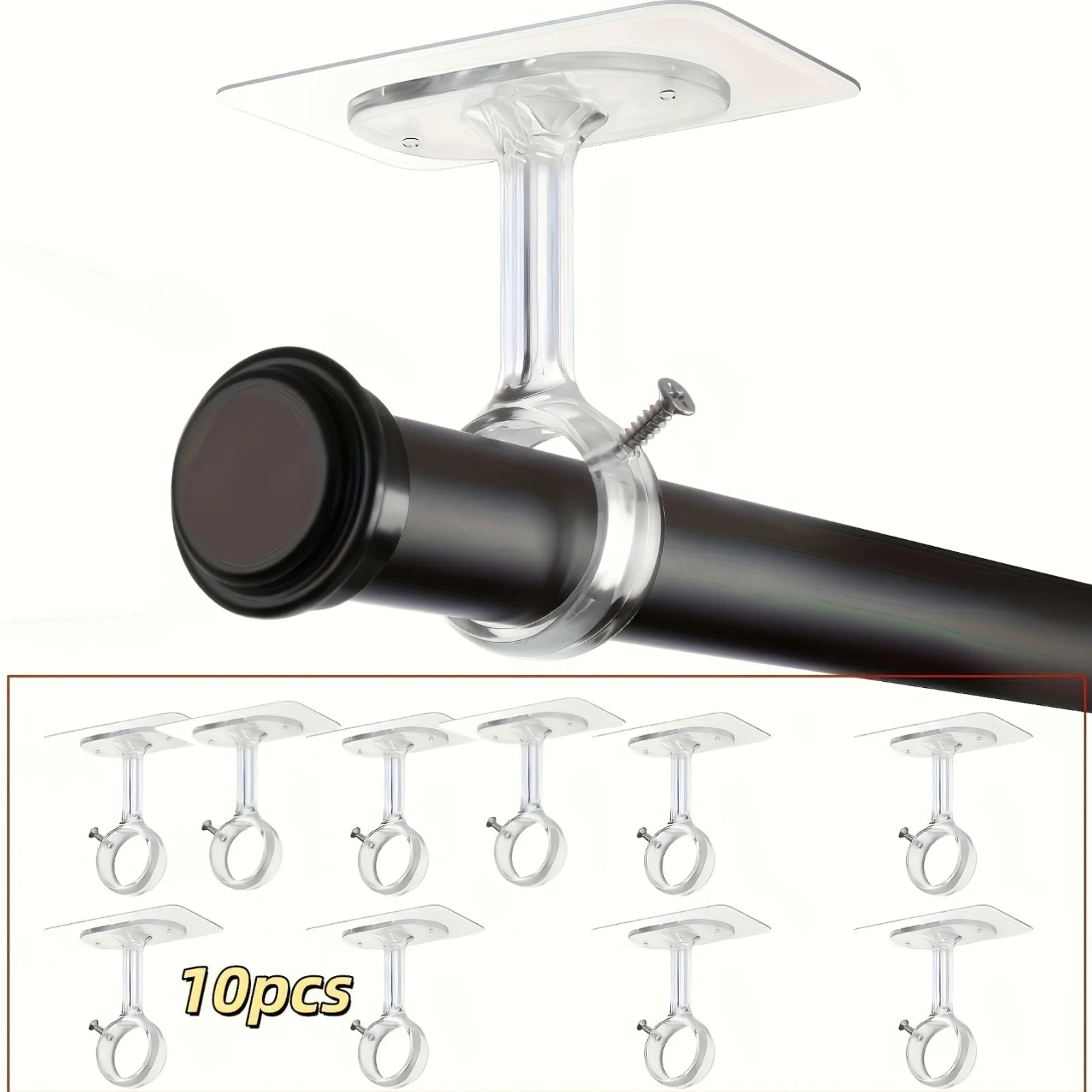 Support de tringle à rideaux non perforant, autocollant et ajustable pour plafond