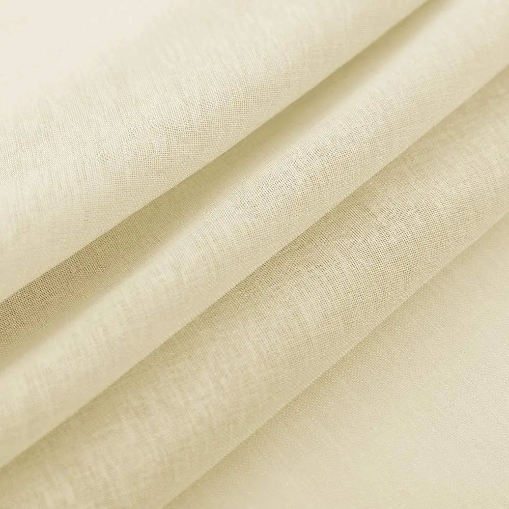 Rideau voilage chiffon tamisant effet soyeux pour porte-fenêtre blanc ou beige