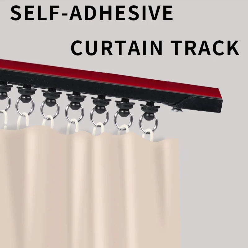 Kit de tringle à rideaux auto-adhésive sans perçage – Installation murale ou plafond (jusqu’à 500 cm)