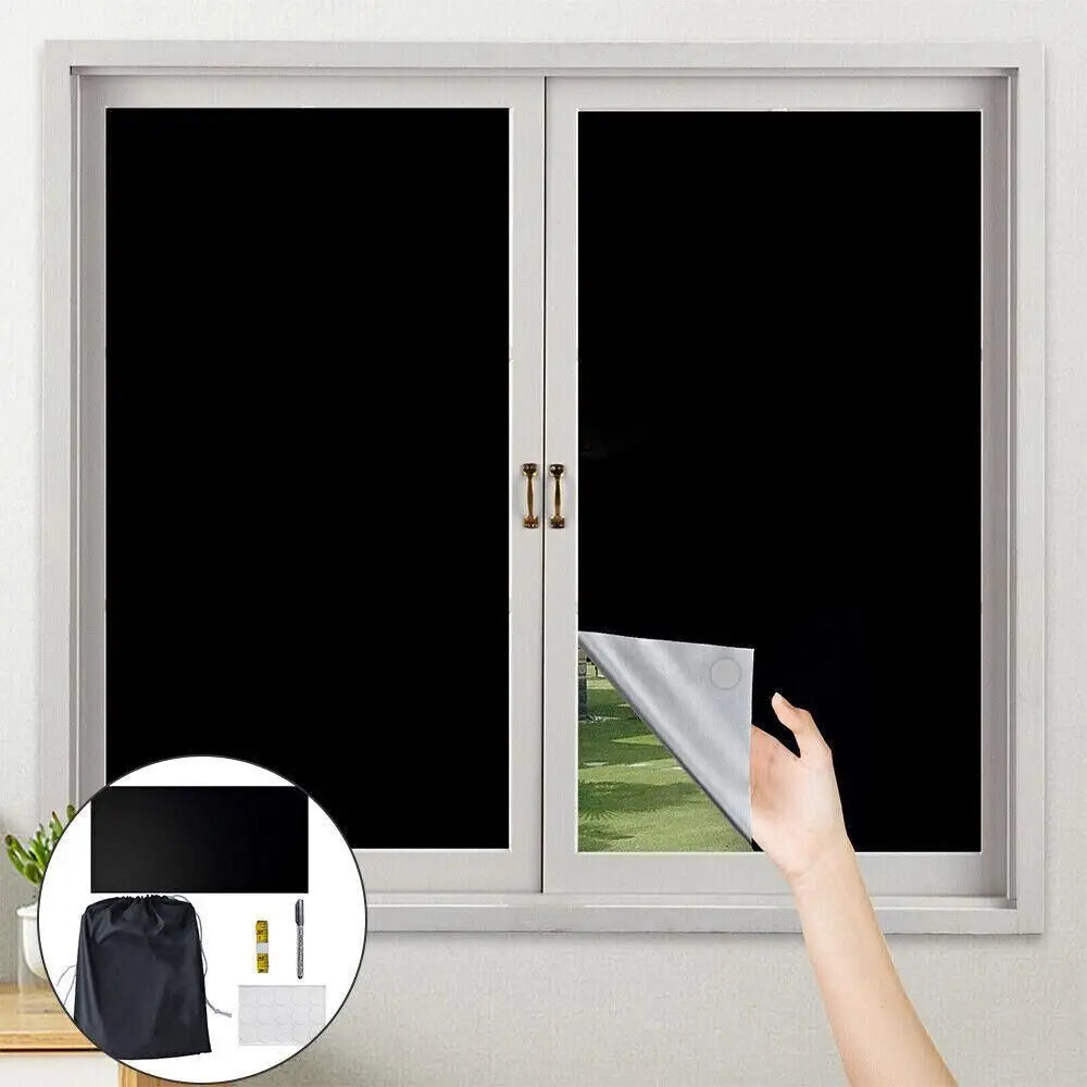 Rideau occultant portable adhésif 100% blackout thermique sans perçage pour fenêtre