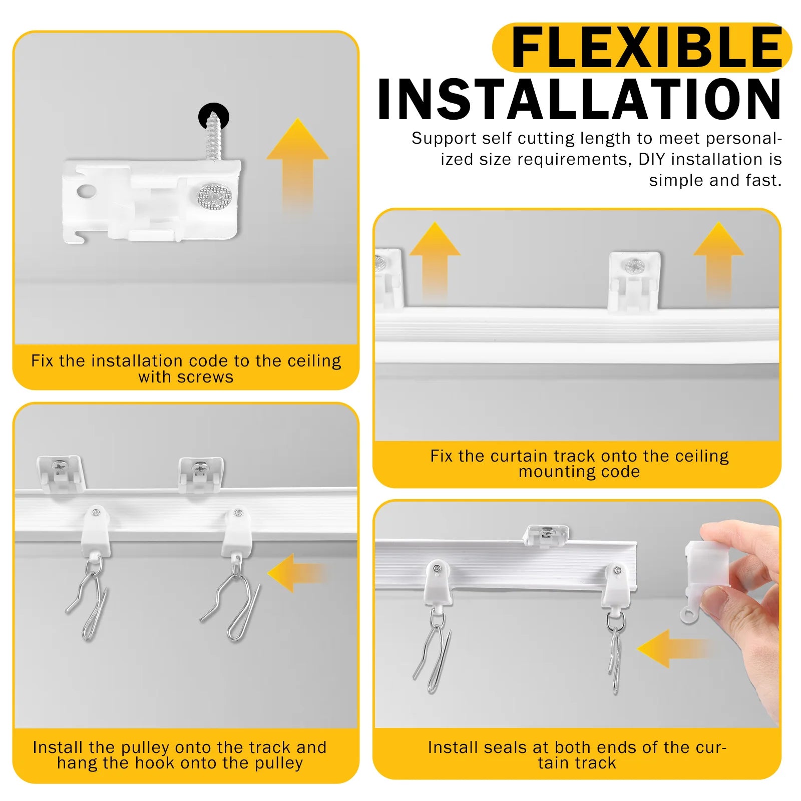 Rail de rideau flexible en PVC et acier pour plafond (5 mètres)