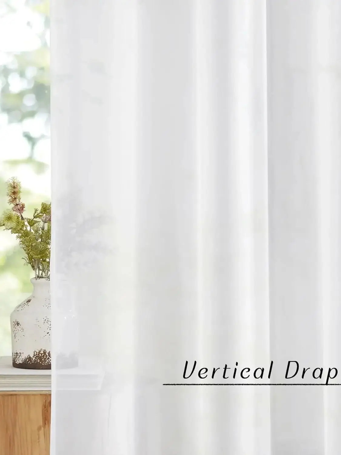 Rideau voilage chiffon ultra doux tamisant uni pour porte-fenêtre beige ou blanc