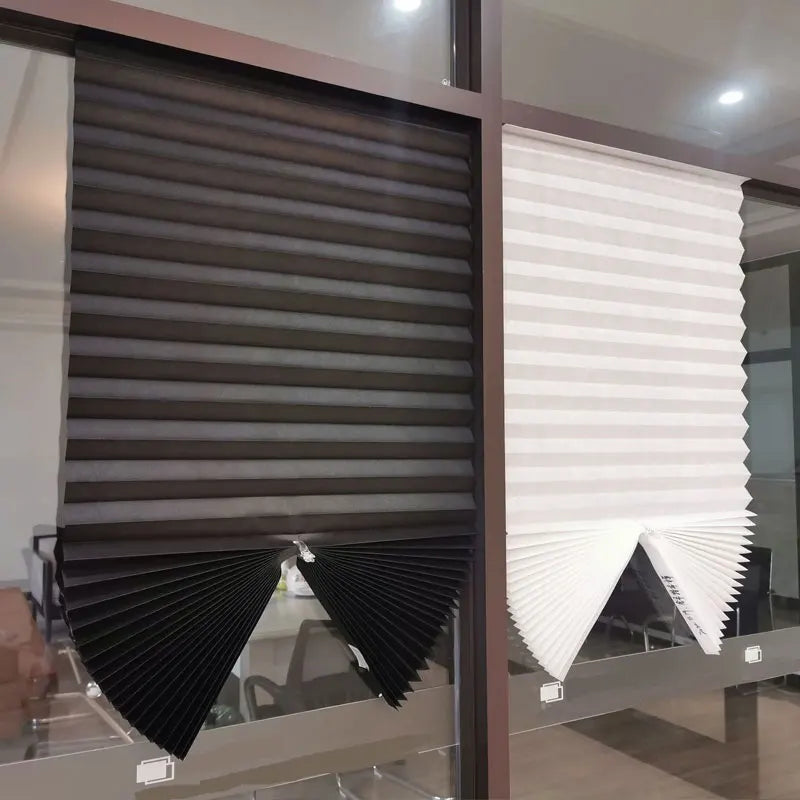 Store plissé adhésif occultant sans perçage tissu non tissé pour fenêtre cuisine et balcon