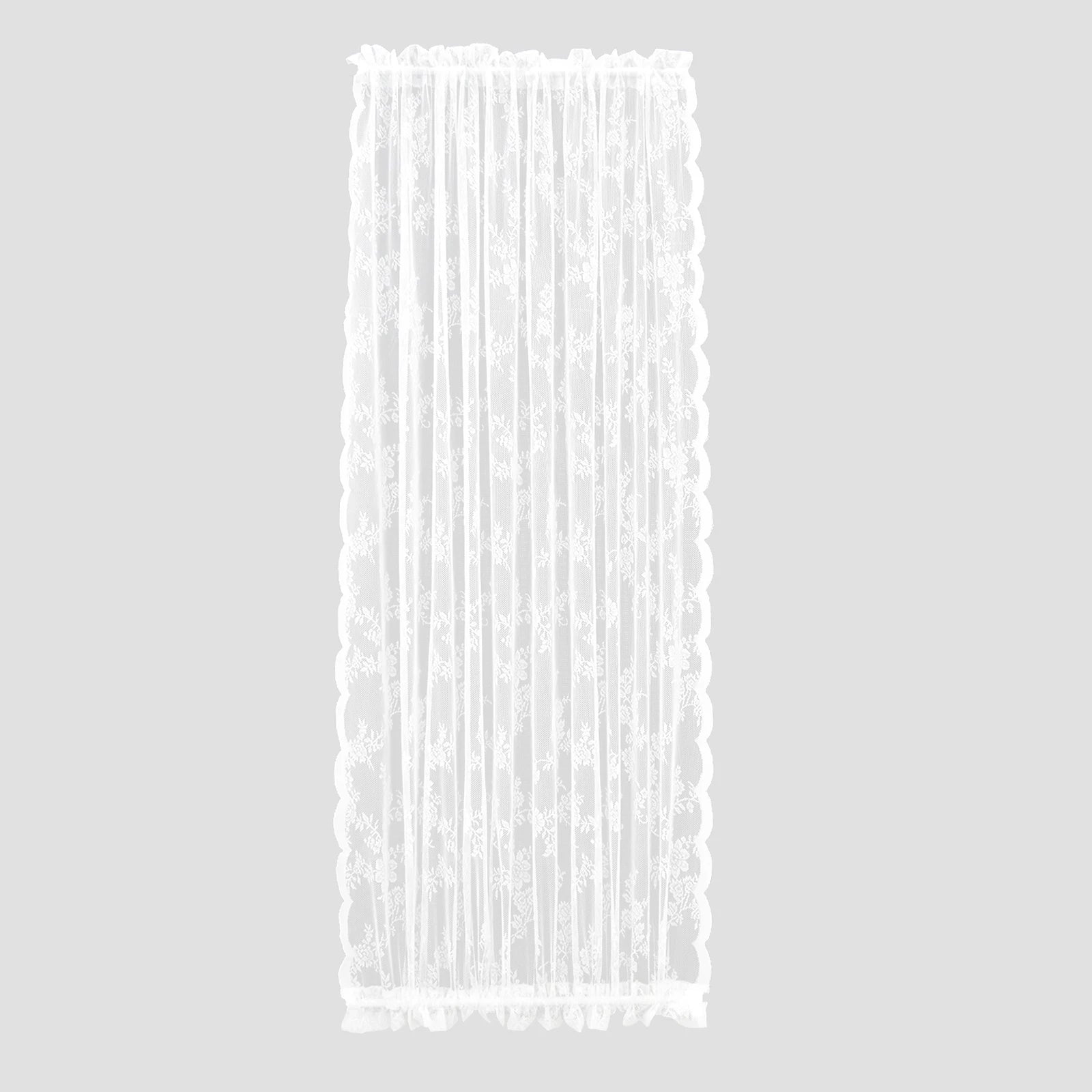 Rideau voilage porte fenêtre dentelle florale blanc tamisant
