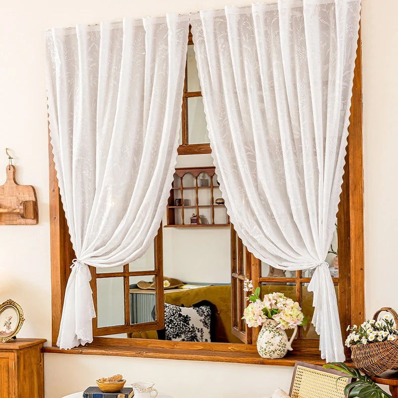 Rideau blanc translucide à bandes auto-agrippantes – 1 panneau pour salon et chambre