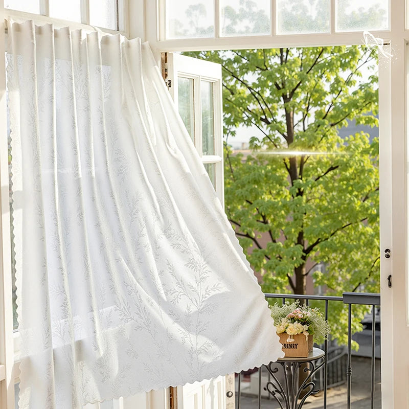 Rideau blanc translucide à bandes auto-agrippantes – 1 panneau pour salon et chambre