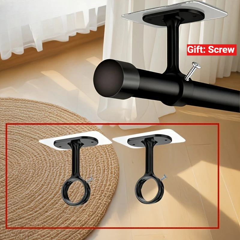 Support de tringle à rideaux non perforant, autocollant et ajustable pour plafond