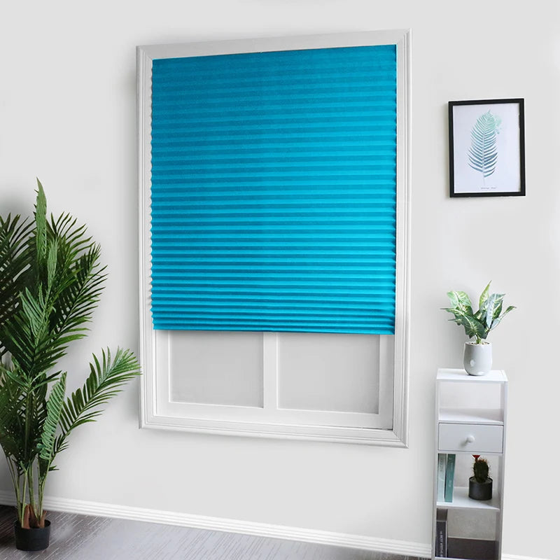 Store plissé adhésif semi occultant tissu polyester pour fenêtre salle de bain et balcon (60 x 150CM)