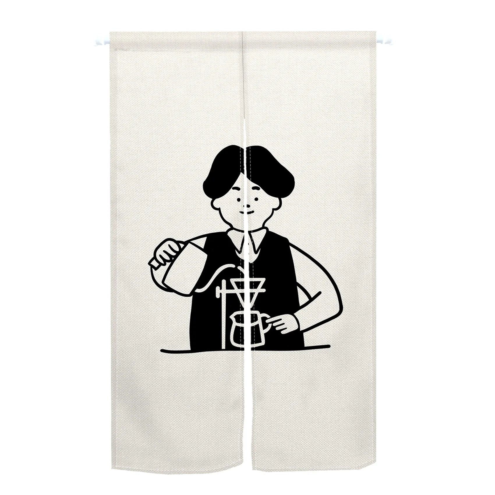 Rideau de porte japonais en lin motif chat style noren pour cuisine et entrée