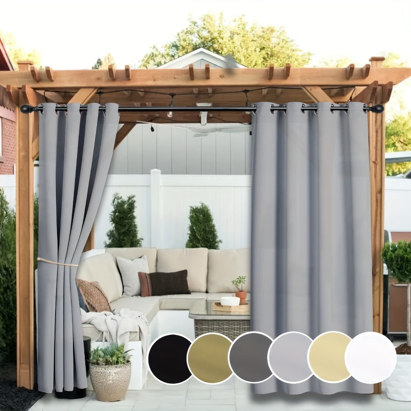 Rideaux extérieurs anti-UV et décoloration à œillets pour pergola (2 panneaux)