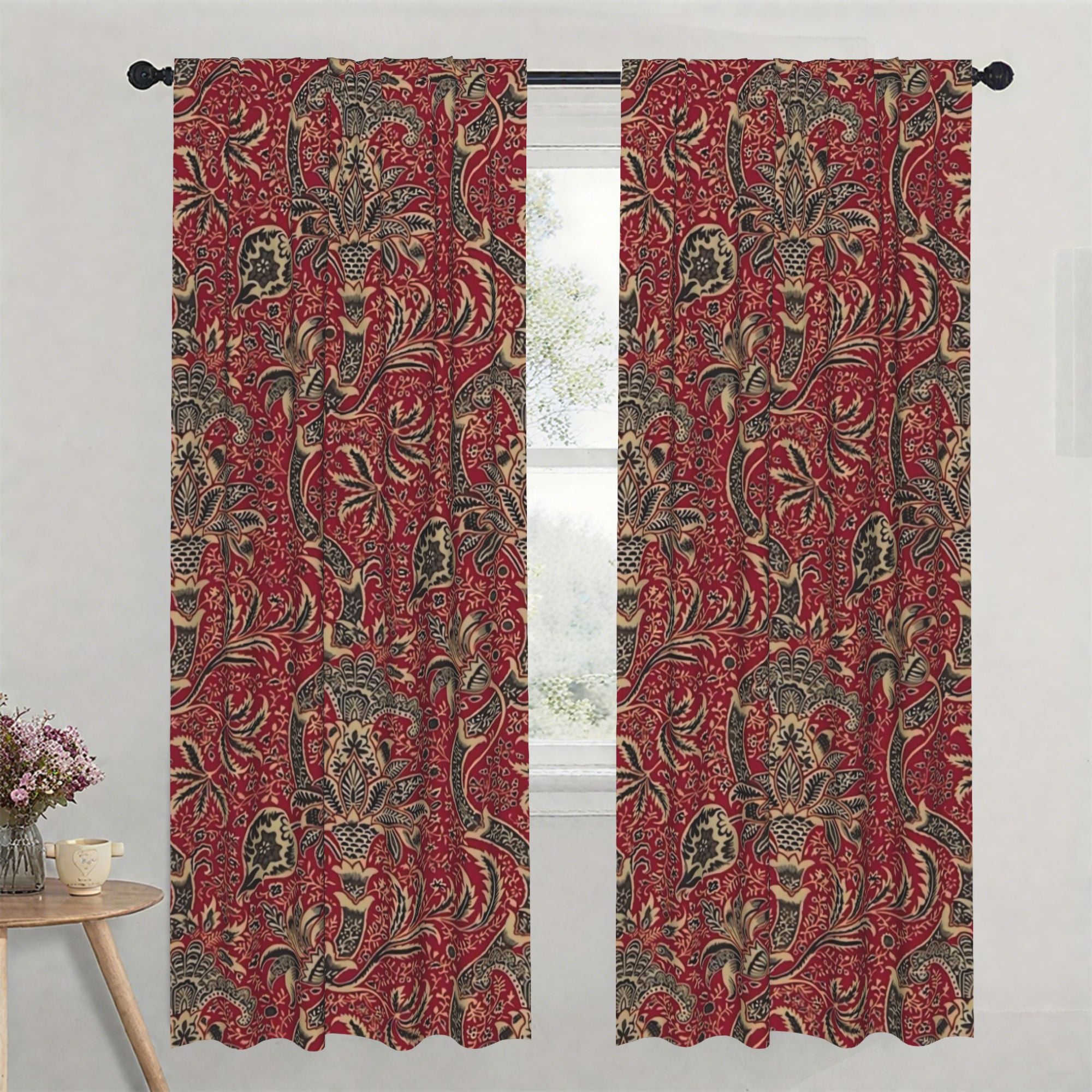 Rideaux tamisants multicolores à motifs botaniques en polyester (2 panneaux)
