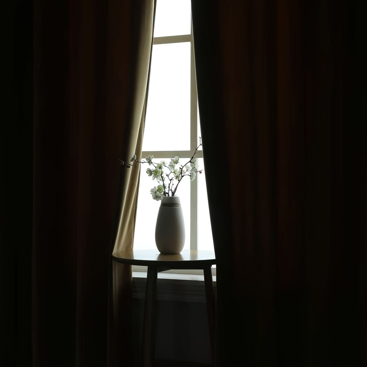Rideaux occultants velours marron café en polyester (2 panneaux)