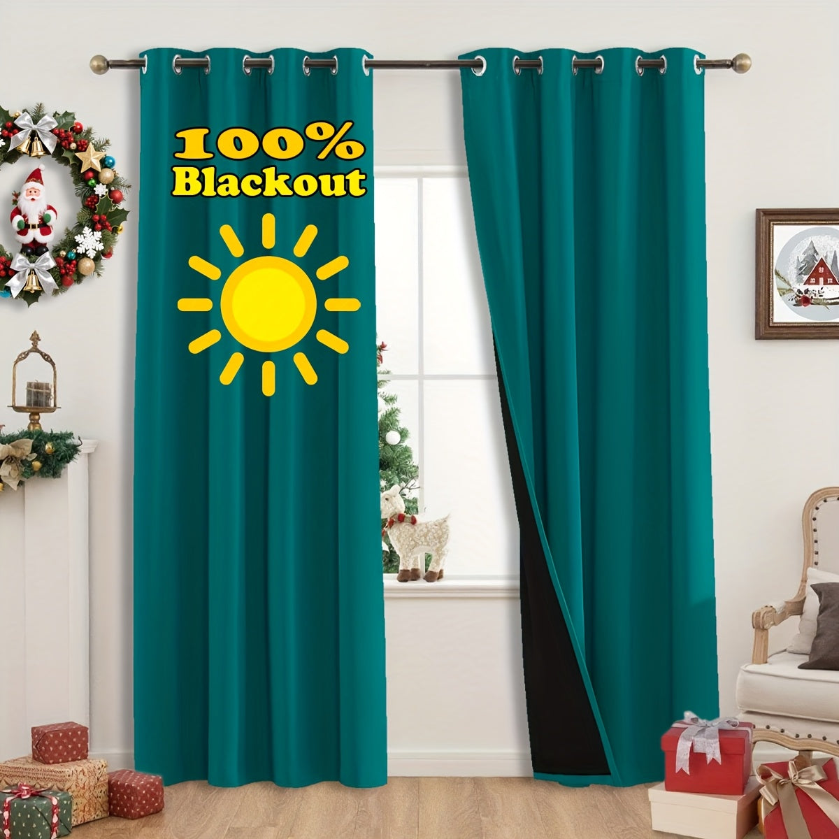 Rideaux occultants thermiques 100 % blackout à œillets – lot de 2 panneaux
