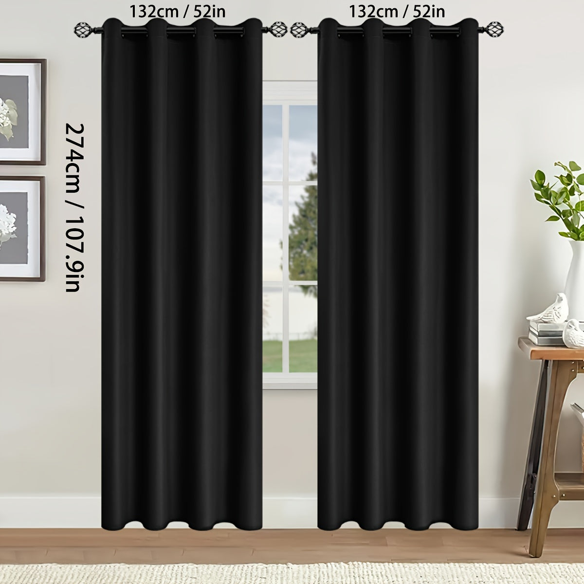 Rideaux occultants thermiques avec œillets pour salon et chambre - 2 panneaux